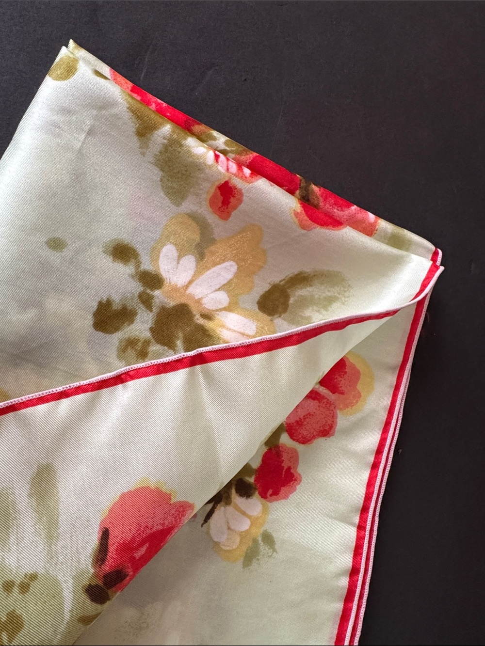 Vintage Light Green Floral Silk Scarf - Picture 15 of 15